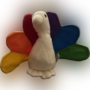 Vintage 1990’s NBC Peacock Plush Rainbow  Beanie 6” T.V. Advertising